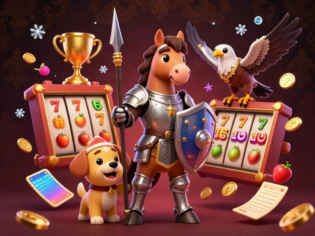 Experience thrilling gaming action with gem88, showcasing medieval characters and vibrant slots in a captivating scene.