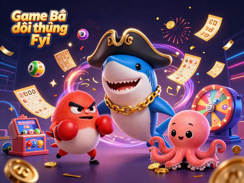 Win in style with vibrant Game Bài Đổi Thưởng Fyi illustration featuring playful casino characters.