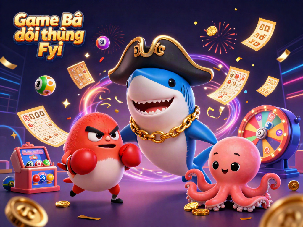 Win in style with vibrant Game Bài Đổi Thưởng Fyi illustration featuring playful casino characters.