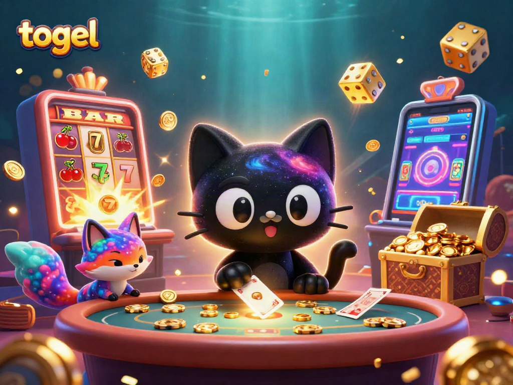 Engage in togel gaming as the cosmic black hole cat commands casino riches in a vibrant galaxy.