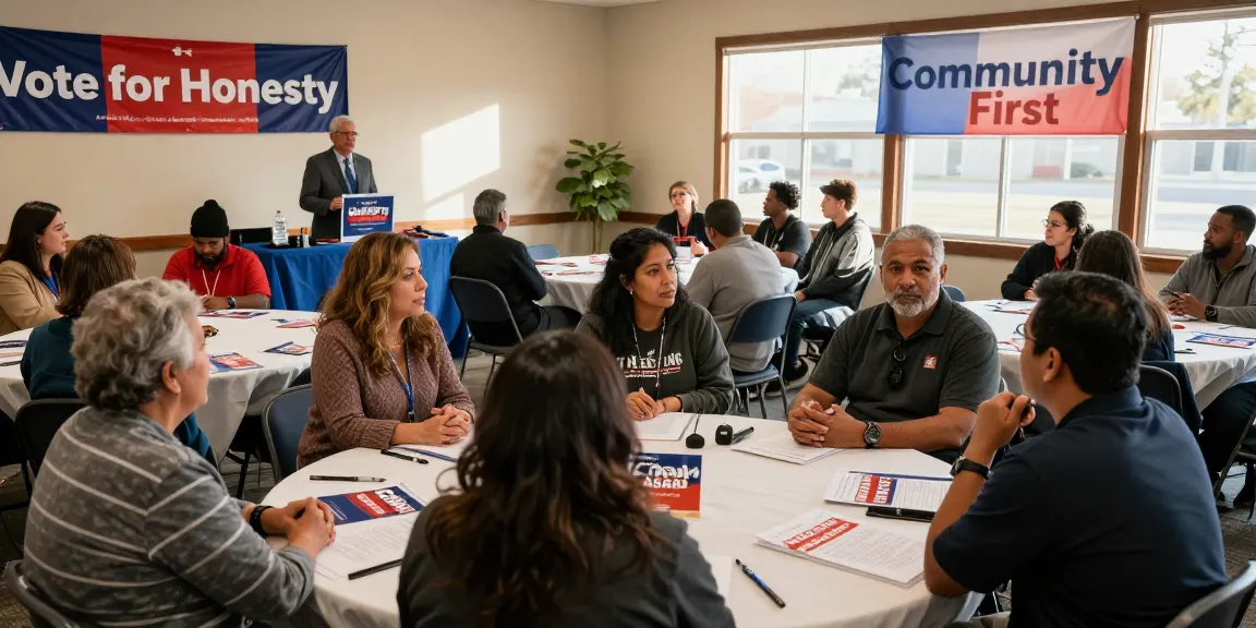 Community forum discussing Casey Askar's political campaign with engaged citizens.